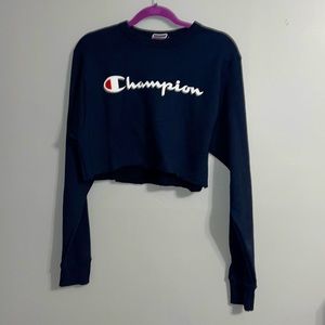 Navy cropped champion crew neck